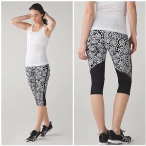 Lululemon Real Quick Crop Posey Flower Luxtreme Leggings Size 6